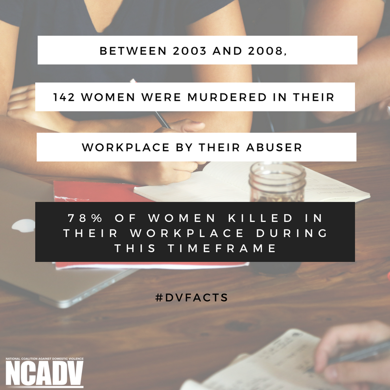 NWDCSguymon's tweet photo. Homicides is a leading cause of workplace death for women. #DVFacts https://t.co/nfVO4K2djX