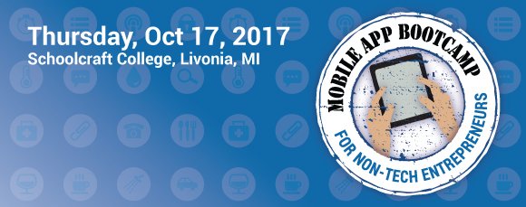 LogicSolutions's tweet photo. #mobilebootcamp is tomorrow @schoolcraft! Who is ready to learn how to build a killer mobile app? #winning #mobile @MichiganSBDC https://t.co/JgknF4QhIb