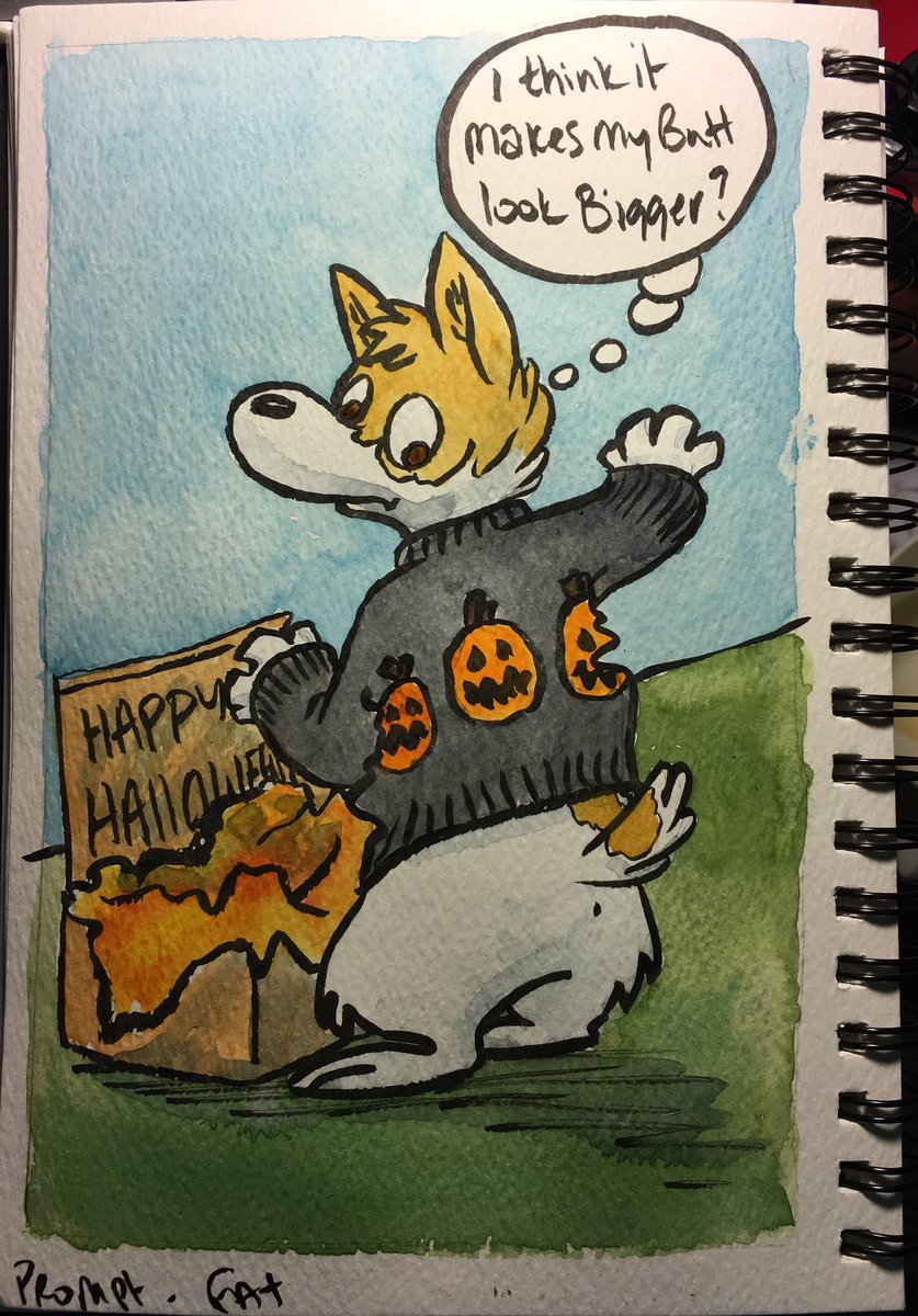 AnnimatedDragon's tweet photo. Inktober 2017 Day 16
#inktober2017 prompt: fat. Inks- pentel brush pen &amp; watercolour. Theme:Lucy. https://t.co/nY479GrWec