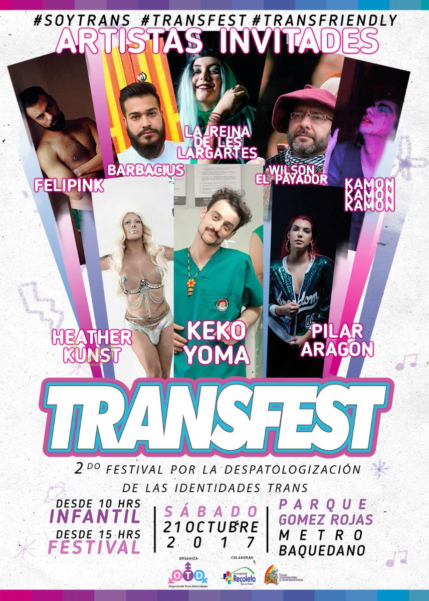 OTDChile's tweet photo. Este #21octubre junto al Programa de Genero e Inclusion de la Ilustre @munirecoleta y grandes artistas😍 Invitamos a todes a #TRANSFEST2017 https://t.co/yctBFbL2aN