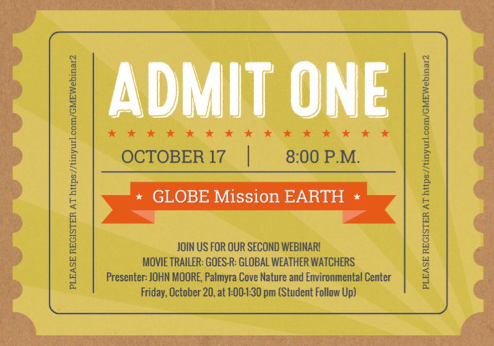 globemissionear's tweet photo. GME Webinar #2: GOES-R: GLOBAL WEATHER WATCHERS tomorrow night at 8:00 pm (EDT) https://t.co/07biH1OKGf