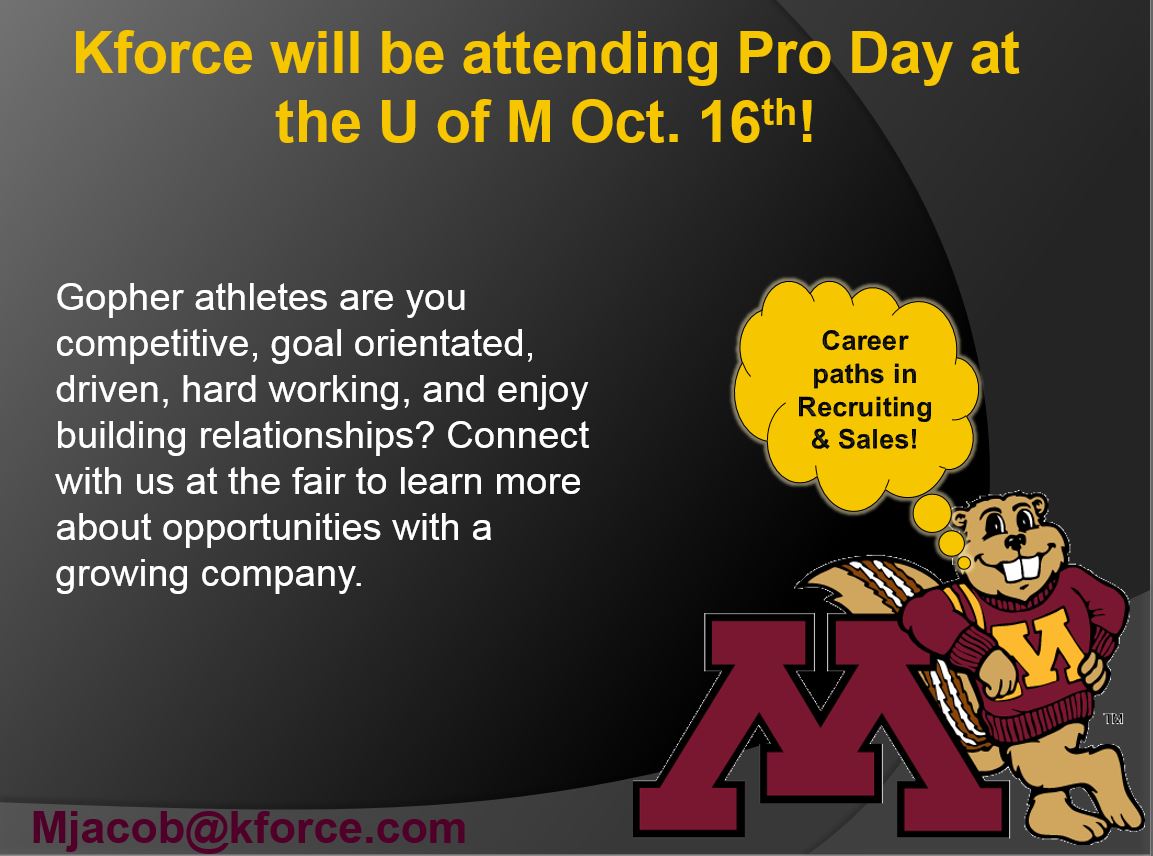 RecruiterMJacob's tweet photo. @Kforce will be at Pro Day today, come visit our booth and learn about the #kforcefamily #athletes #careeradvice #CAREER #Sales #Recruiting https://t.co/mAVbzu9gK3