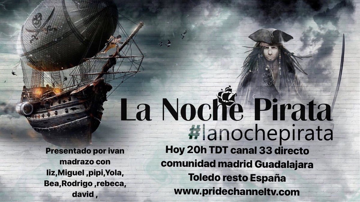 ivanmadrazo's tweet photo. Hoy 20 h #lanochepirata con @lizemiliano @BeatrizGH_17 @rfuertespuch @YolaBerrocal @PipiEstrada1 @RebecaGH17 @MiguelGH_17 #GHdiecto https://t.co/I5z3A7UbaZ