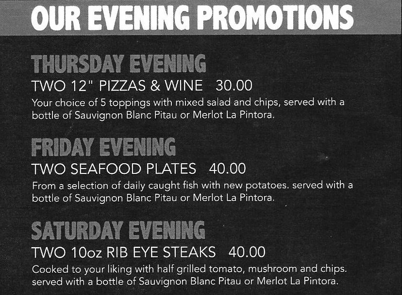 Every week we have our winter evening promotions on, come in and check them out! 🍴👨‍🍳🍷🍕🐟🥩