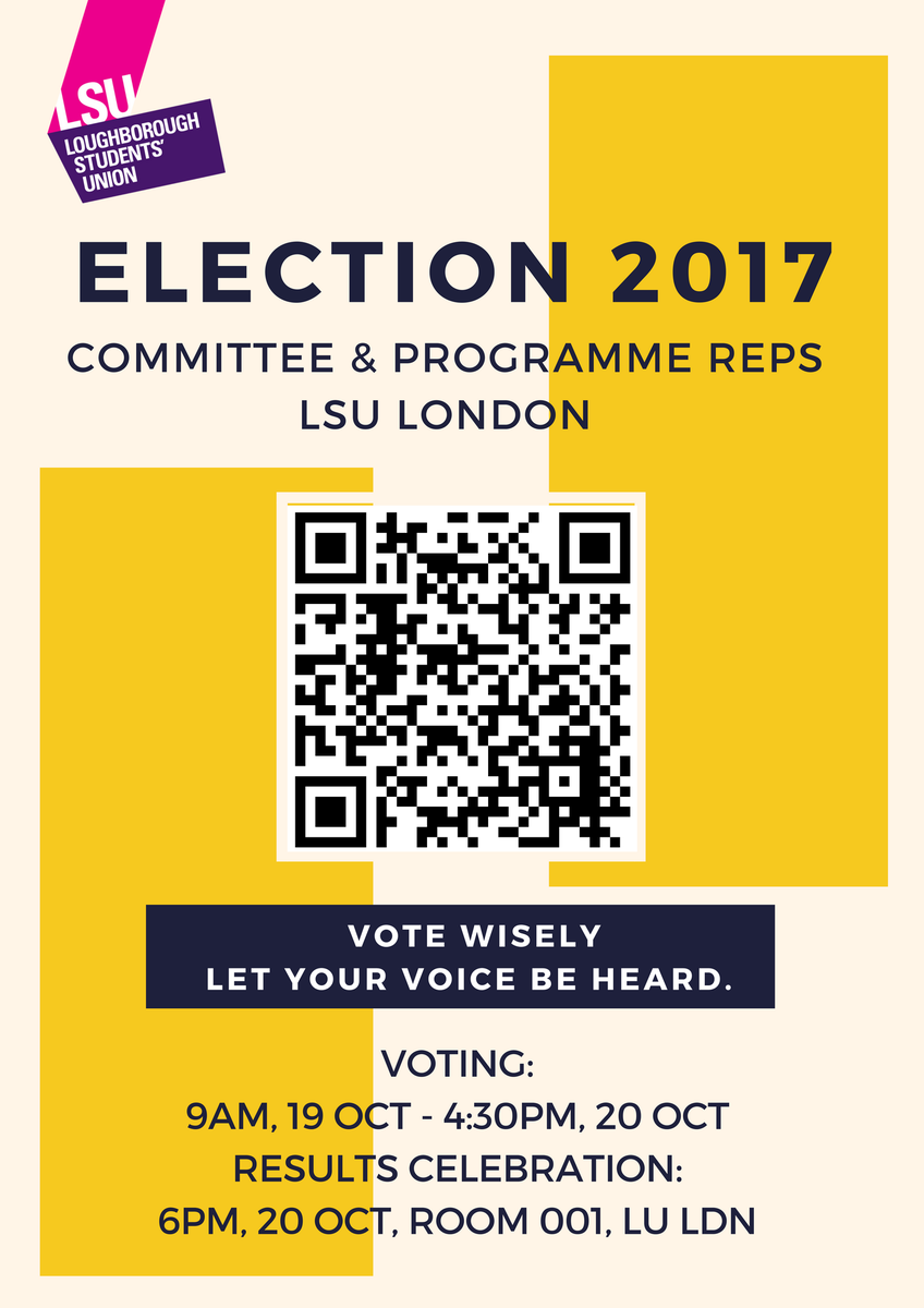 LSULondon's tweet photo. Scan QR code to find out more information about our committee &amp; programme rep candidates! Voting starts on Thursday #yourvoiceyourchoice https://t.co/OeBaOcQTnw