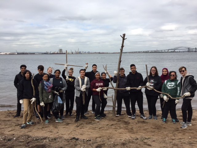BBOEScienceDept's tweet photo. Bayonne High School Environmental Science classes took part in their semi annual shoreline clean up this past Friday. It looks great! https://t.co/vfmhr8ywKc