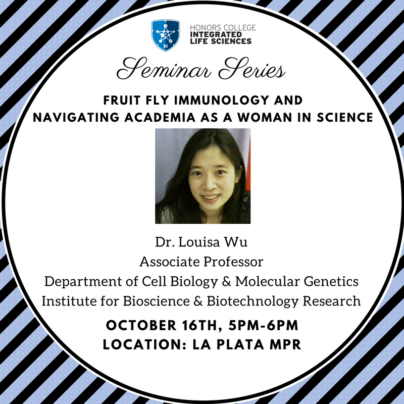 ILS_UMD's tweet photo. Today we will be learning about fruit fly immunology and being a woman in academia. There is a lot to learn, so join us for this seminar! https://t.co/CsEz8wFLRP