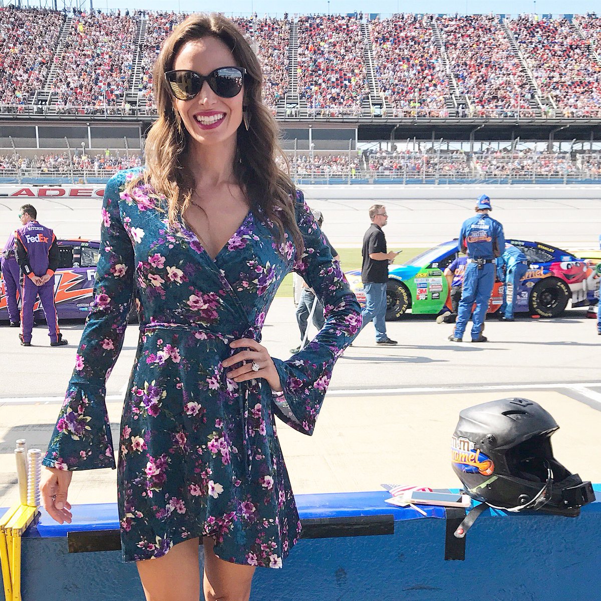 ShopMurph's tweet photo. Our velvet wrap dress looks good on pit road! ($44) https://t.co/QfspSokw6n