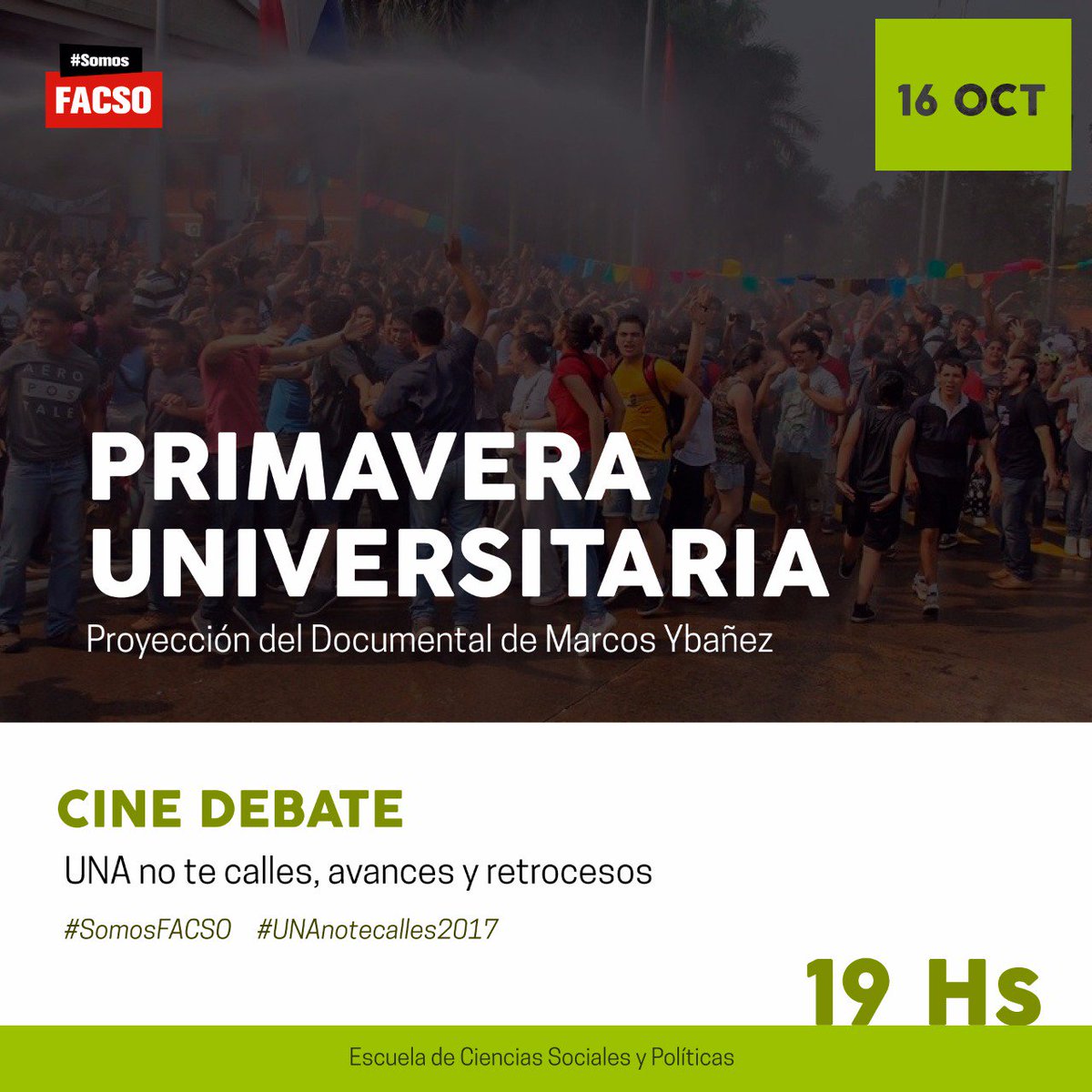 SomosFACSOpy's tweet image. Hoy proyectamos &quot;Primavera Universitaria&quot; un documental dirigido por Marcos Ybañez.
#UNAnotecalles2017 #SomosFACSO