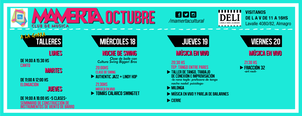 MamertaCultural's tweet photo. Agendate #Mamerta. Semana de OCTUBRE -16 al 20- https://t.co/aVljhrQmVP