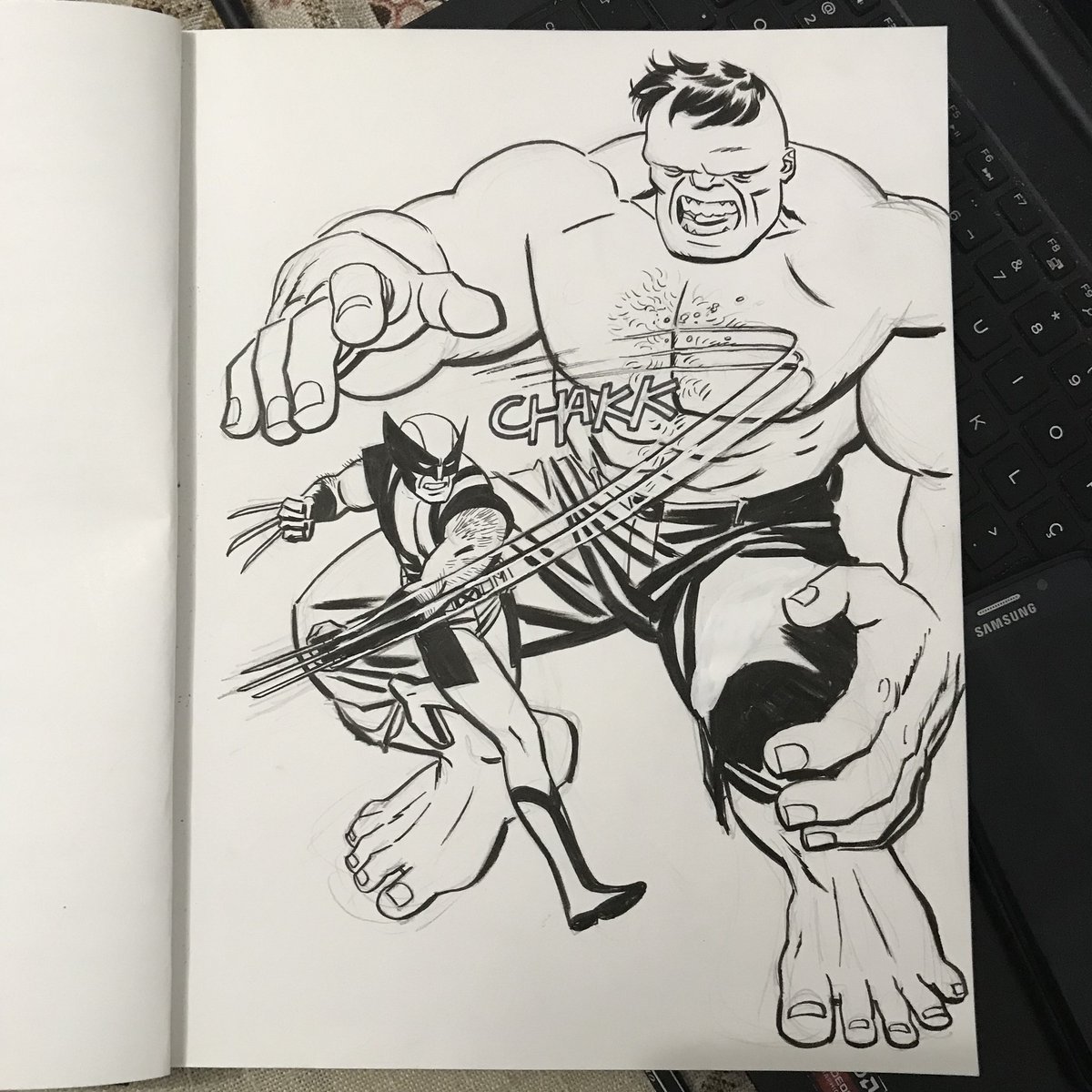 #wolverine vs #hulk 
#sketch #sketchbook #art #inks 