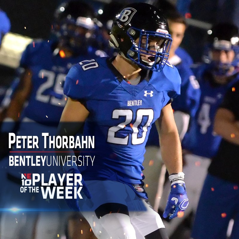 TheNortheast10's tweet photo. .@BentleyFalcons Thorbahn with a pair of INTs, including a pick-six in win, tabbed by NE10 for 🏆

📰 - https://t.co/UpD2UvLH7m

#NE10EMBRACE https://t.co/UItUqSfe5E