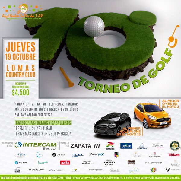 ANSeRiap's tweet photo. Listos para el 10 Torneo de Golf a beneficio de nuestros niños con cáncer. Confirmada @latalancon en este evento con causa cc @holamexico https://t.co/eKLvrvuWYA
