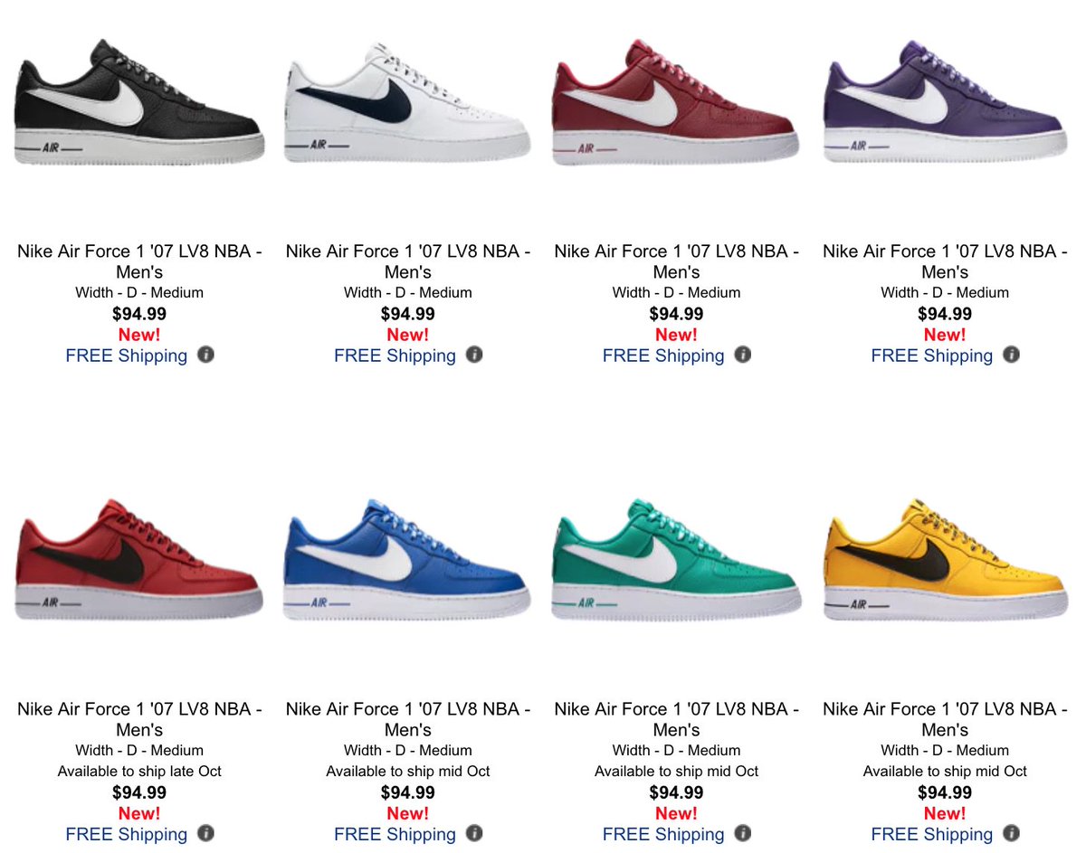 af1 all colors