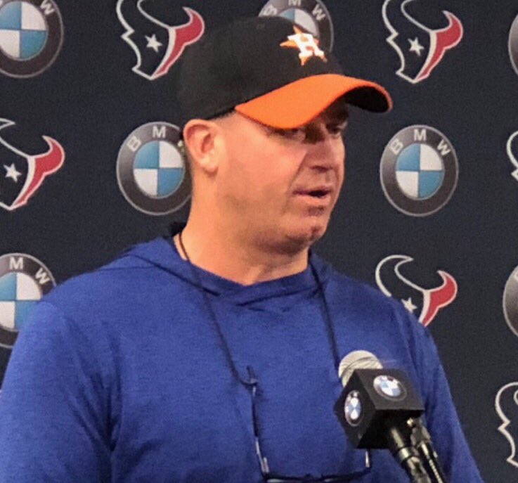 #Texans coach Bill O'Brien meets the media today wearing an #Astros cap