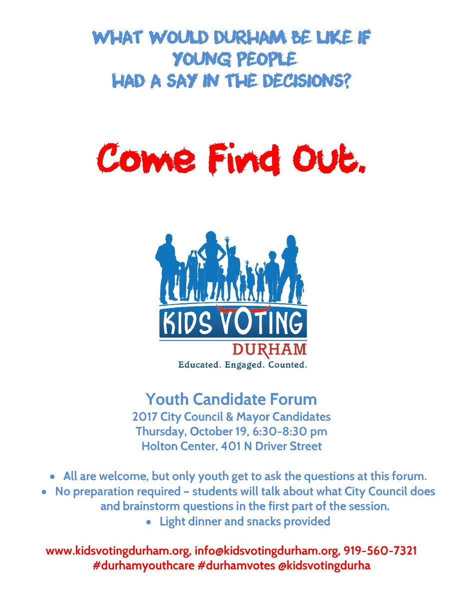 Students come voice your questions, opinions, and vote to the <a href="/CityofDurhamNC/">CityofDurhamNC</a>  #CityCouncil and #Mayor candidates.