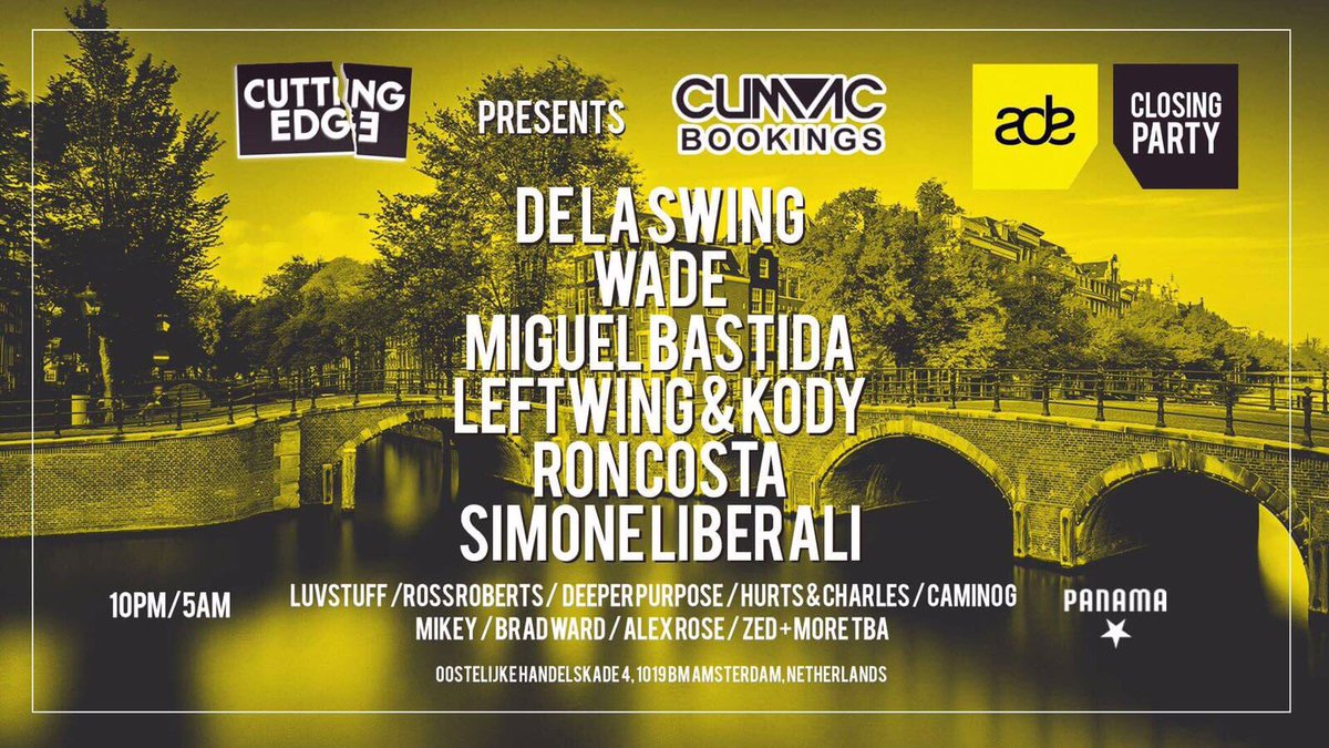 This Sunday we take over <a href="/panamaamsterdam/">panama amsterdam</a> with <a href="/CUMACBOOKINGS/">Cumac Bookings</a> to see out <a href="/ADE_NL/">AmsterdamDanceEvent</a> 2017

Tickets: residentadvisor.net/events/948475