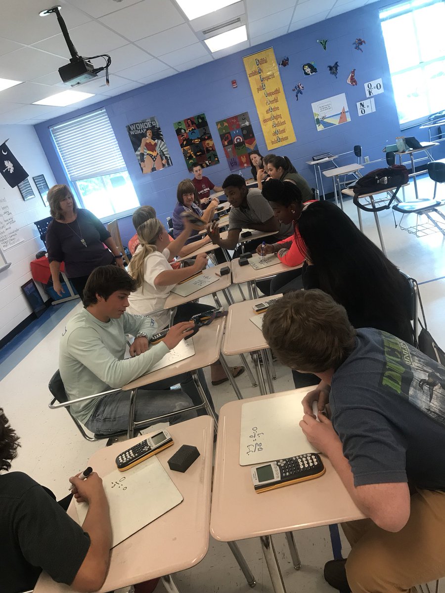 ReneeAtk's tweet photo. Ss in @MToneyAltman’s #intermediatealgebra class @AynorHighSchool #speeddating to find and discuss #slope https://t.co/Q88wjk1MgH