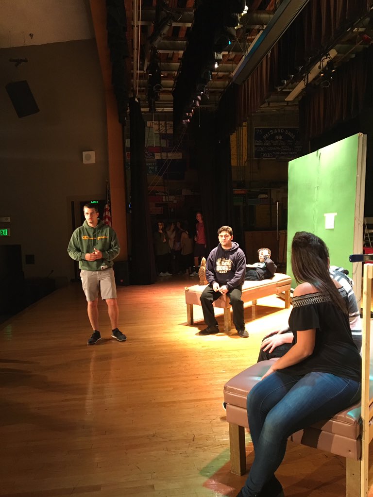mhsntheatre's tweet photo. Cast and crew of Flat Stan working together on the first full run! Exciting!! Can't wait to preform this one! https://t.co/e0A9Ixc1KA