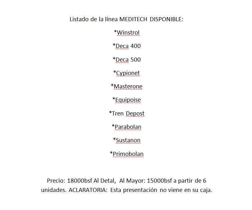 Anabolicos_Ccs's tweet photo. Aquí el listado de los productos disponibles de la #LineaMeditech #Fitness #Gym #Caracas #AnabolicosCcs #Ciclos #Venezuela #Fit https://t.co/HVj6EdwM0n