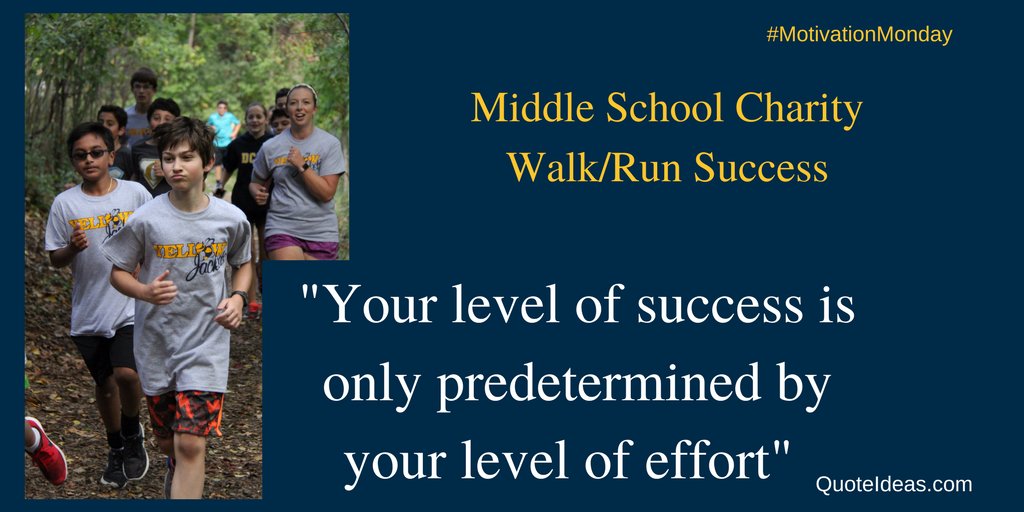 DCDSchool's tweet photo. "Your level of success is only predetermined by your level of effort." Good job M/S students' on charity run. #MotivationMonday #DCDSservice https://t.co/cia4LWi834