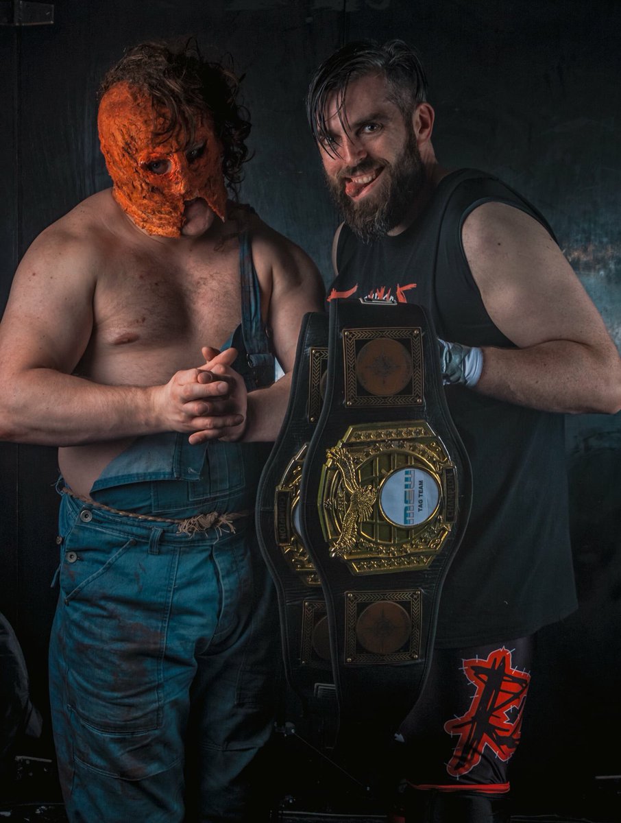MEWrestlingUK's tweet photo. Your MEW Tag Team Champs #ulaid #sickboys #mew https://t.co/17R2qE3iT8