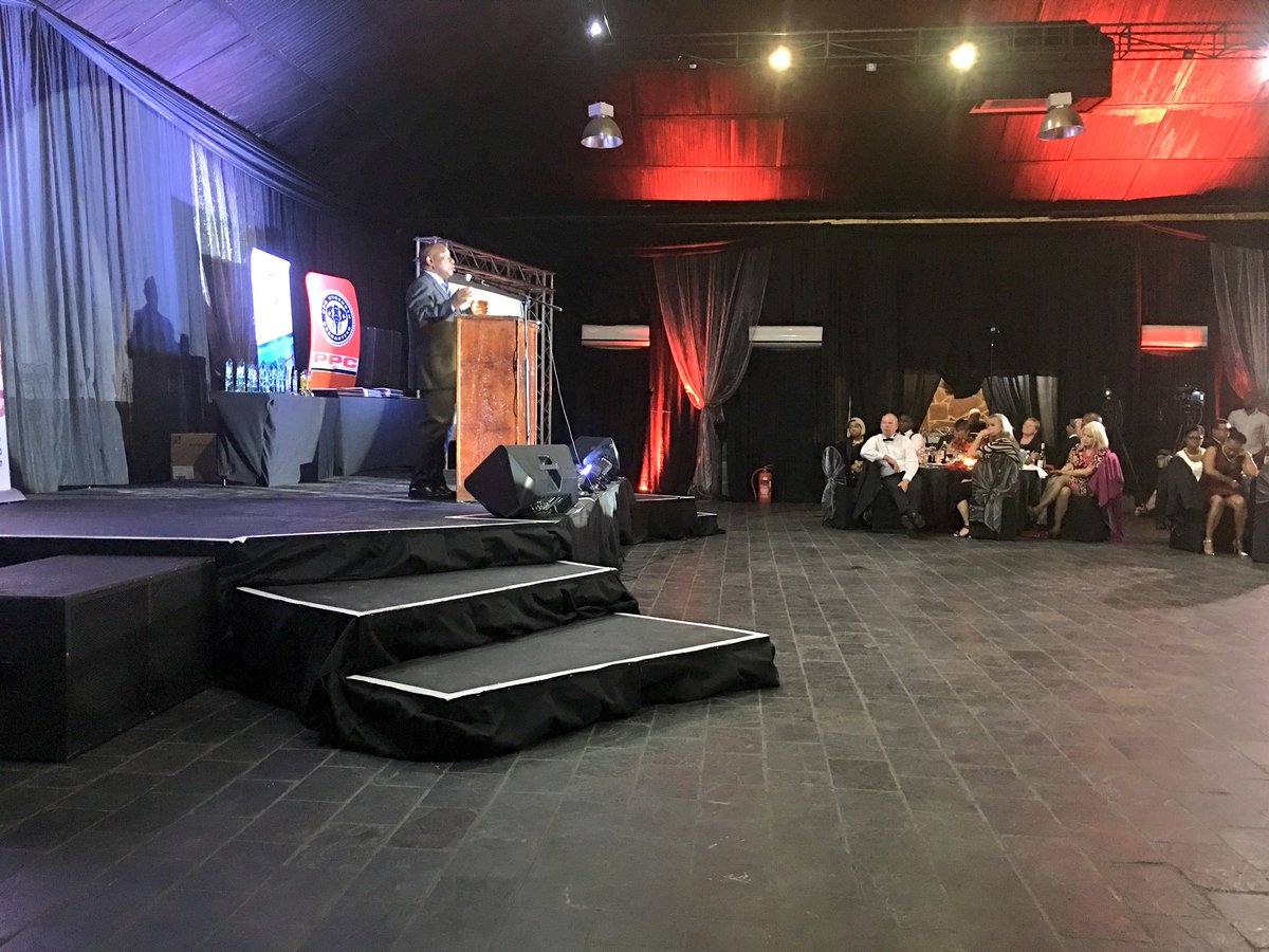 peterndoro's tweet photo. DP #Ramaphosa speaking at #SAFCEC Gala Dinner: #StateCapture has destroyed much of our economy in this very dark period of our democracy https://t.co/jaPHp733L4