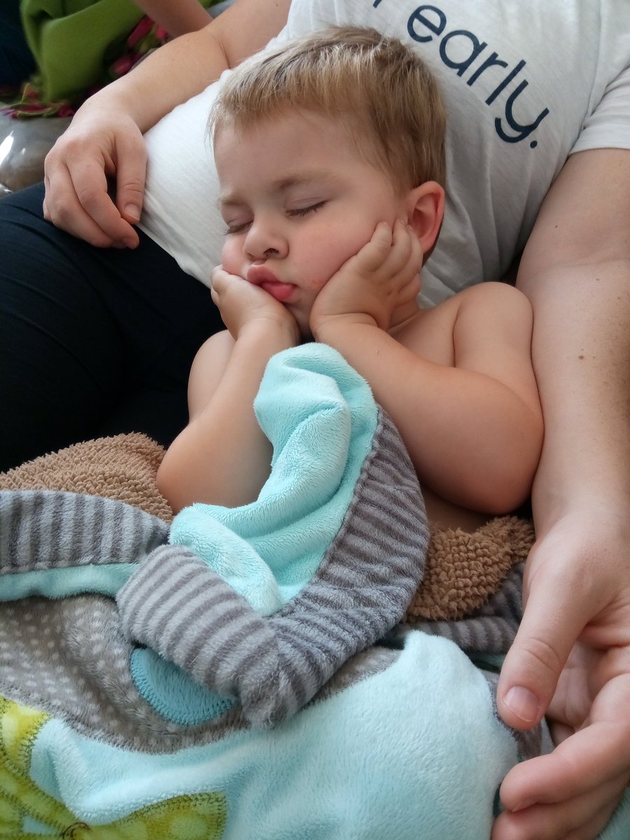 When Camden tries to watch a movie....but the snuggles are too strong for him. #SleepyKid