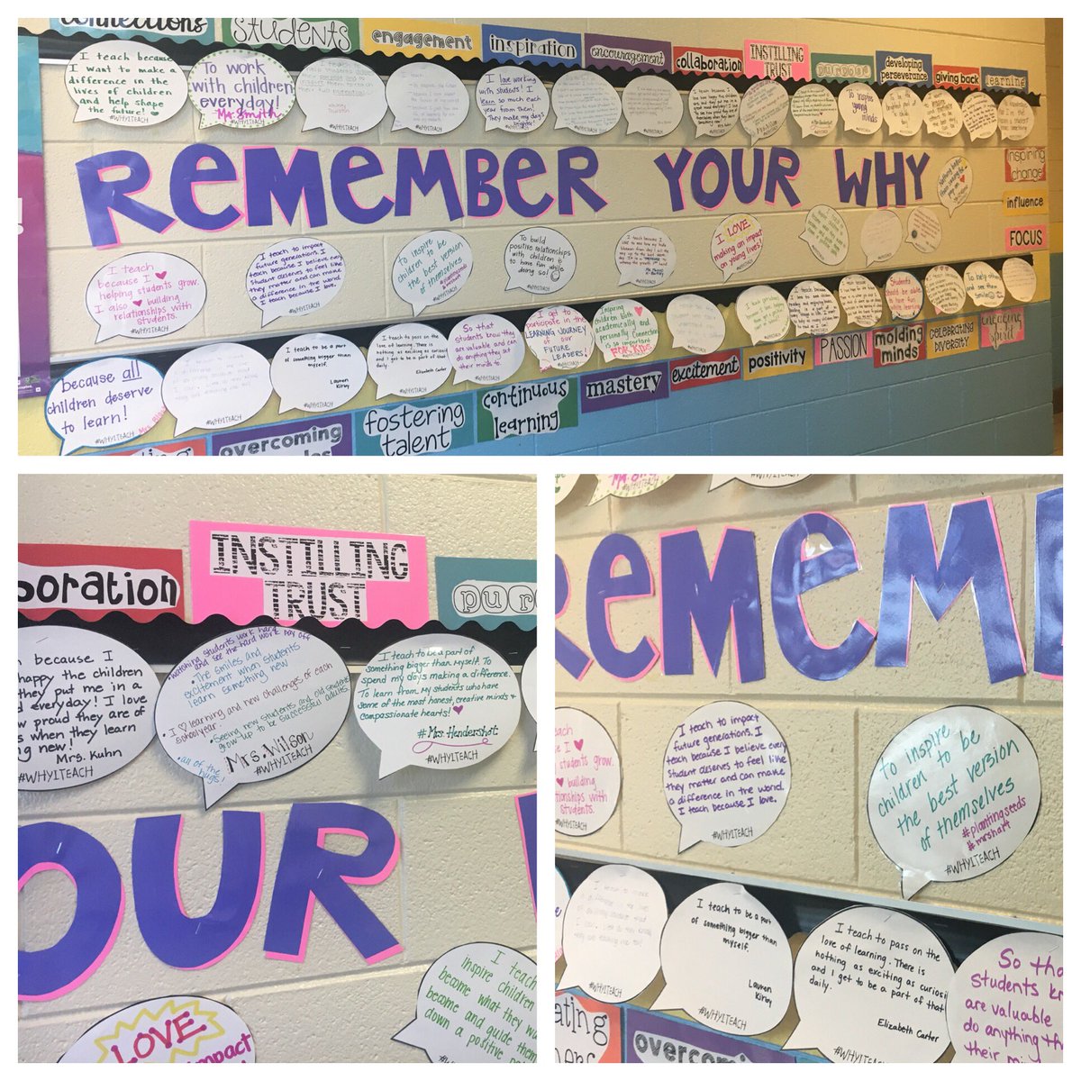Together w/the School Climate Committee we created a wall to celebrate #WhyITeach @TEAMFMES #positivity #teachers <a href="/Katieh025/">Katie Harris</a> <a href="/alyssa_thom/">Alyssa Thompson</a>