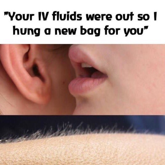EDnurserants's tweet photo. When this is whispered in your ear 😍 

#IV #nurselove #whisperittome #tinglingfeeling #ednurse #youknowwhatimtalkingabout https://t.co/0H1XYepGaZ