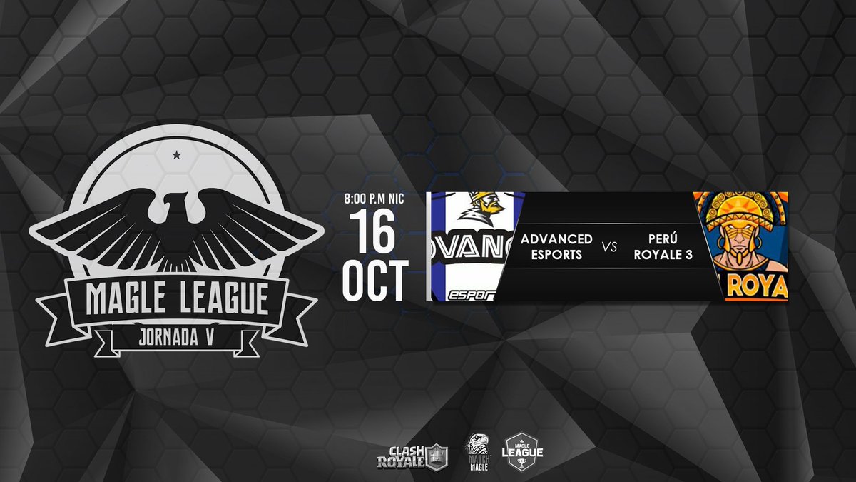 MatchMagle's tweet photo. Encuentro correspondiente a la Jornada 5 de la #MagleLeague 🦅:
@NicaAdvancedCR vs #PerúRoyale3

¡Mucha suerte!
#FeelTheMagleEagle #CR https://t.co/iyZszNPkCh