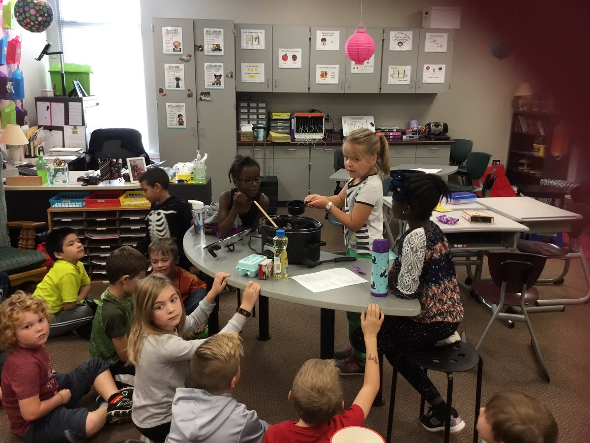 We read about Super Storms and what happens during a thunderstorm. Then we read the book Thunder Cake and made a thunder cake.