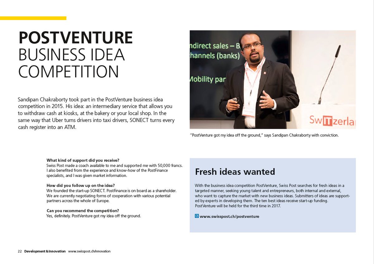 sonectme's tweet photo. Find us in the newest innovation brochure by @SwissPost: https://t.co/GeOgNz9DwW
#PostVenture https://t.co/WuJ9bI2ZLw