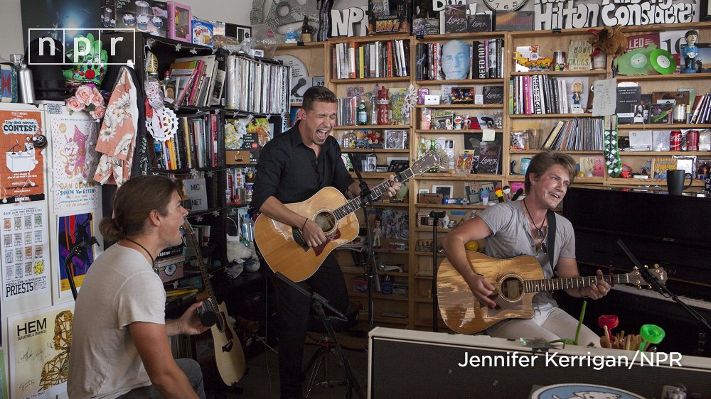 nprmusic's tweet photo. Hanson's (@hansonmusic) spent the past two decades hard at work. Watch the band from the #TinyDesk. https://t.co/88YXhm3TH4 https://t.co/JbJYFoSLqf