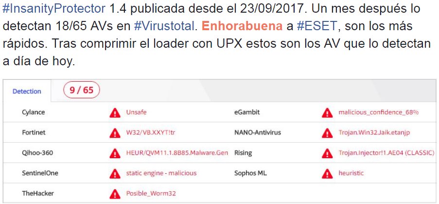 enelpc's tweet image. #InsanityProtector @virustotal @ESET  ;)