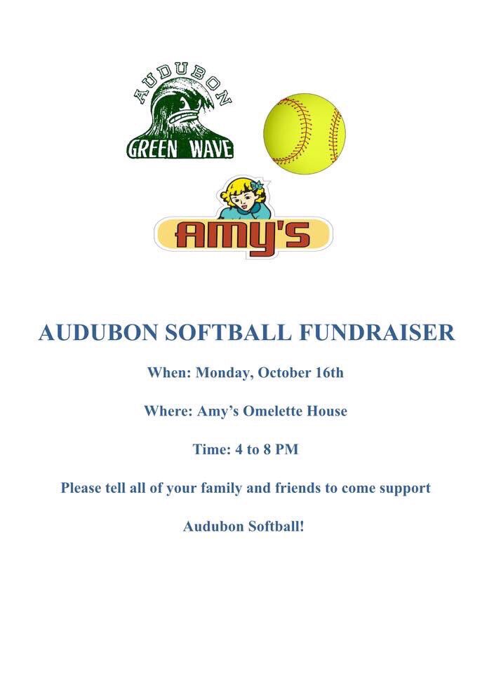 Come out to Amy's Omlette House tonight from 4-8 to help Audubon Softball go to Myrtle!
