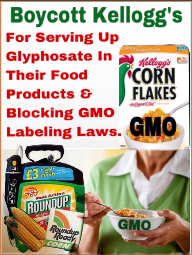 rosevine3's tweet photo. #WorldFoodDay #BanGlyphosate #BoycottKellogg's 4 Selling foods containing #Glyphosate @nancysuzyq @VirginiaInCal @TheGOPJesus @kavn https://t.co/UJ72K1fZfL