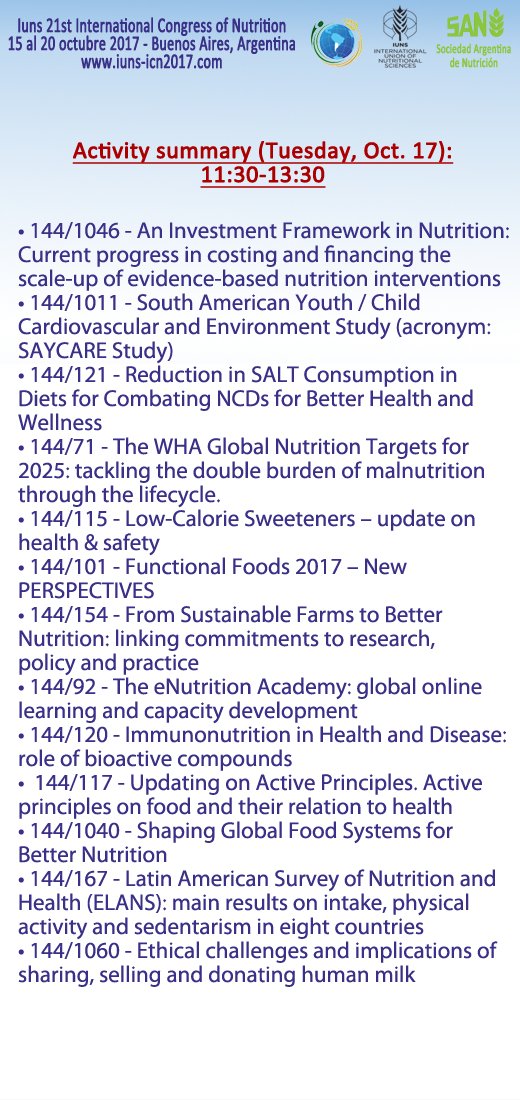21ICN2017's tweet photo. • Activities of Tuesday 17th.
You can acquire a pass for 1 day if you don't already have yours. Link: https://t.co/IVBEOjItW9
#ICN2017 https://t.co/LJ9vt5P6Kr