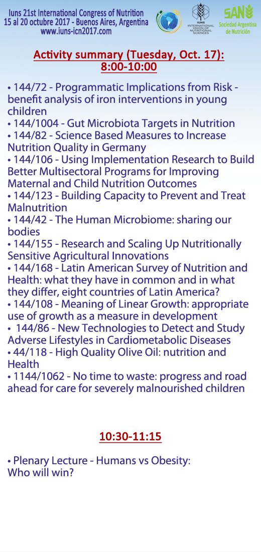 21ICN2017's tweet photo. • Activities of Tuesday 17th.
You can acquire a pass for 1 day if you don't already have yours. Link: https://t.co/IVBEOjItW9
#ICN2017 https://t.co/LJ9vt5P6Kr
