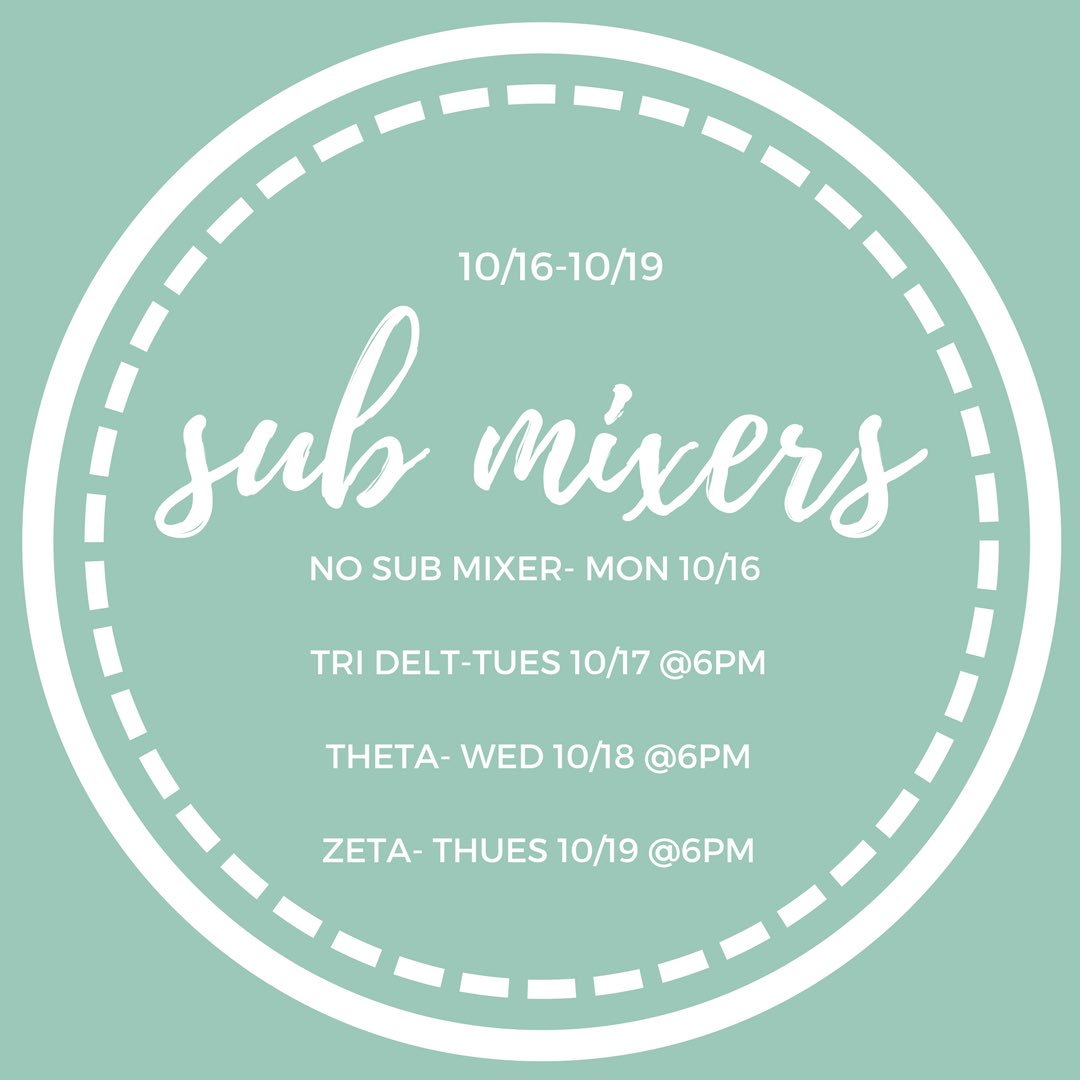 Here is the SUB Mixer schedule for this week!