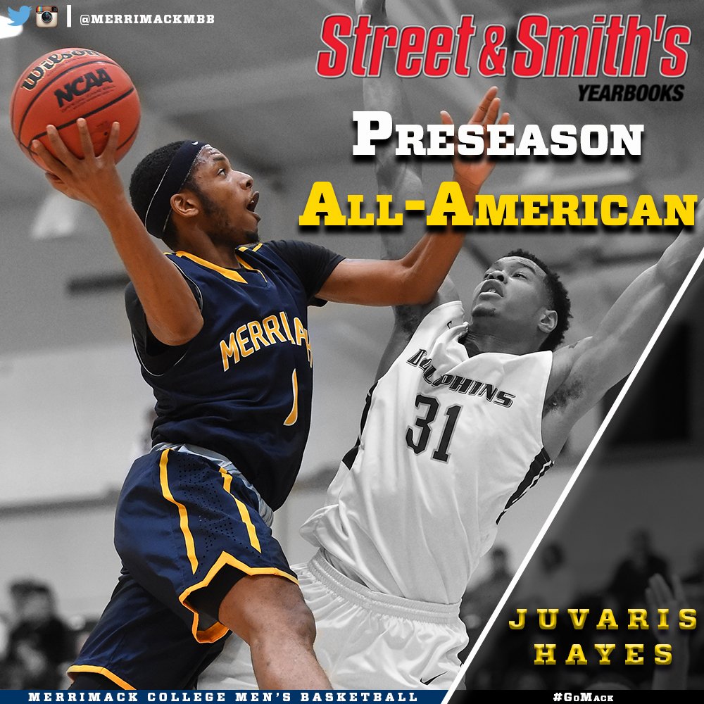 MerrimackMBB's tweet photo. 👏👏

Juvaris has been named a Street &amp; Smith's (formerly @sportingnews) Preseason All-American! #GoMack https://t.co/H6gHjoPIHW