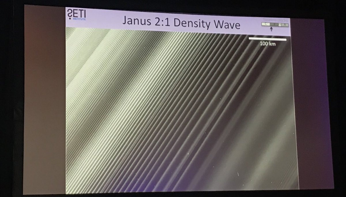 AllPlanets's tweet photo. Tiscareno: we saw structures in the rings of Saturn which have no explanations yet #CassiniGrandFinal #dps17 https://t.co/uX3Ftnwuxt