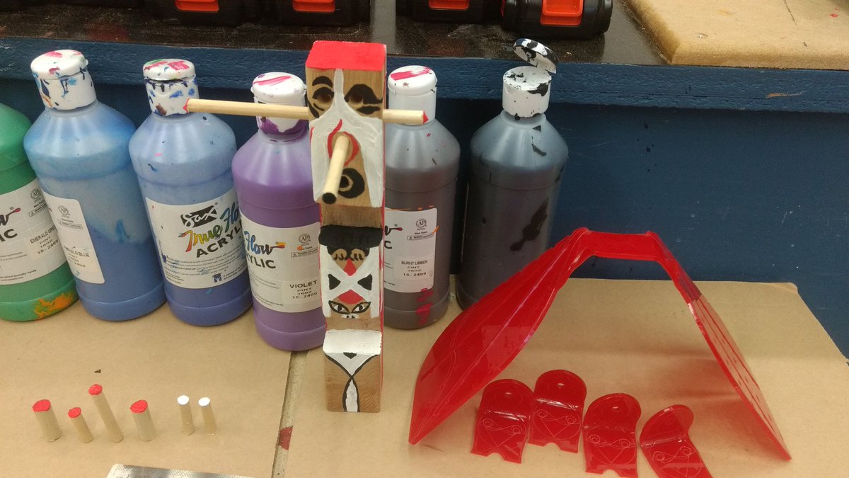 growAllison's tweet photo. #todayIMade my totem pole wings & feet and had fun painting #8thGrade #exampleProject #soManyTechniques https://t.co/gZJp3oa7hV