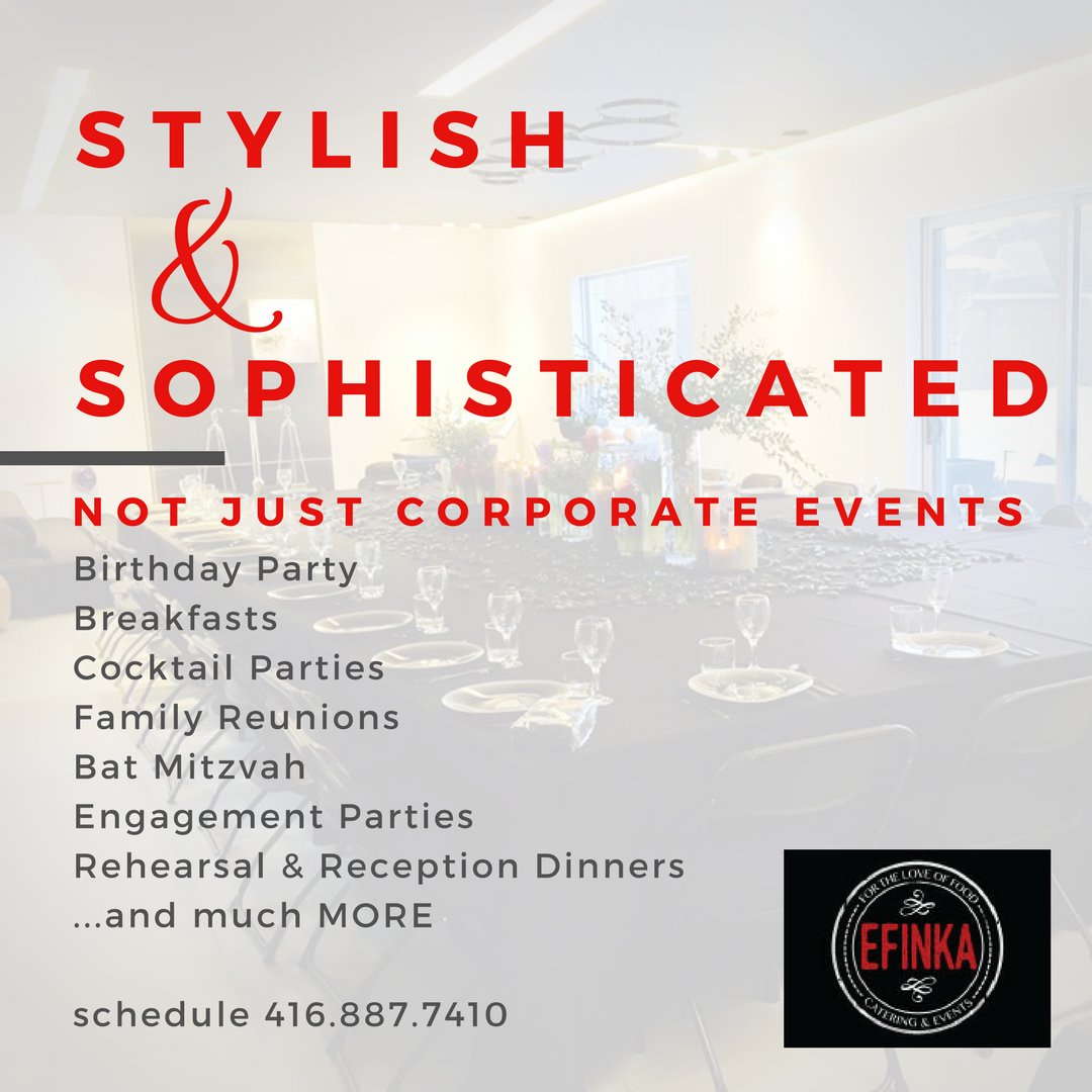 Efi_Sova's tweet photo. Efinka #catering - stylish and sophisticated #caterers! We go ABOVE &amp; BEYOND. Contact us to schedule one on one #eventplanning. 416-887-7410 https://t.co/pUrixJjUoq