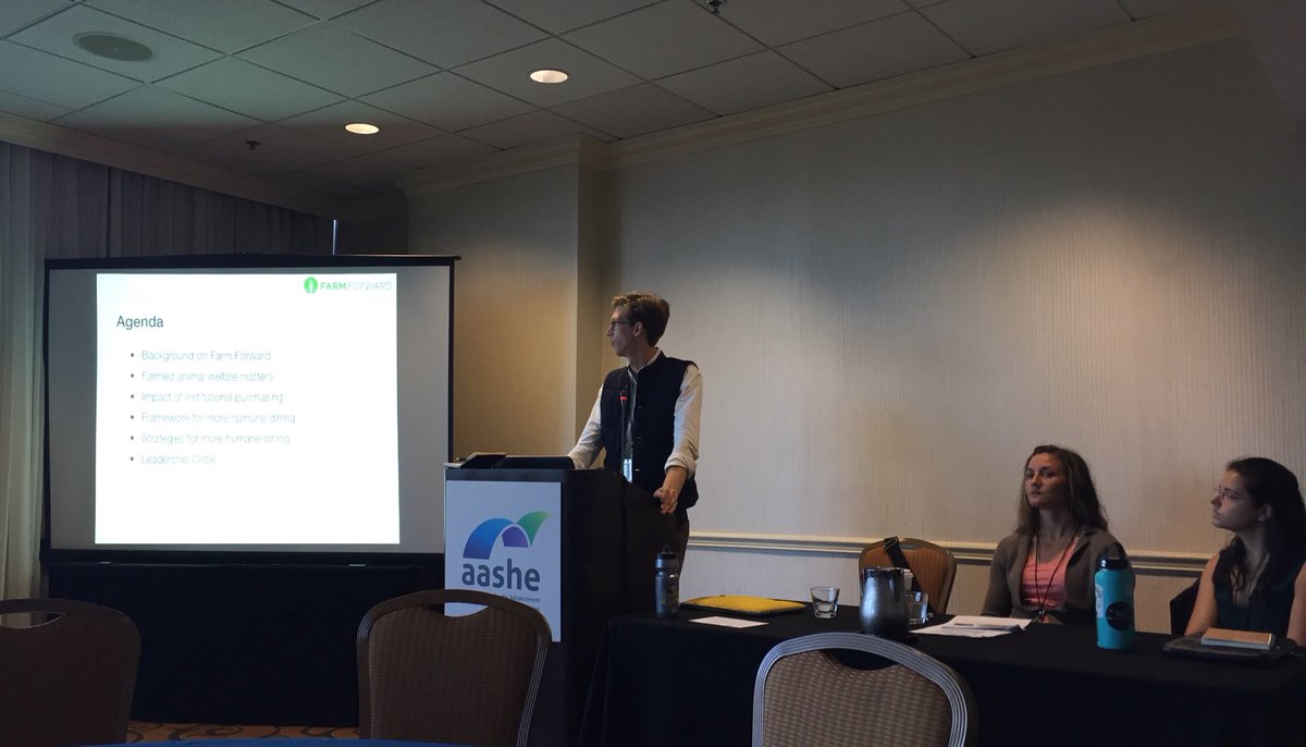 AndrewRdeC's tweet photo. Great panel at #AASHE2017 on strategies for sourcing better and less meat. Thanks to copanelist @uvmvermont @ucsantabarbara https://t.co/PyBYBmDjab