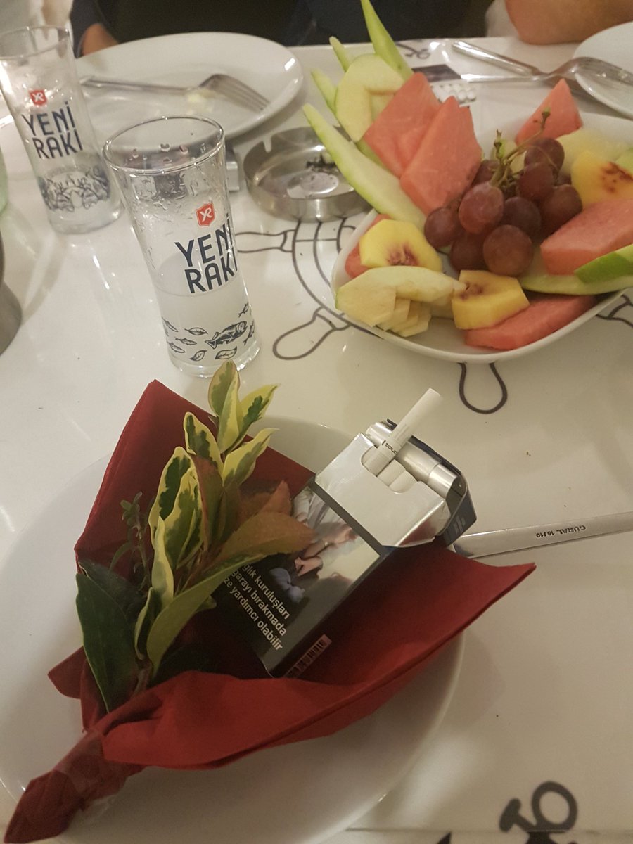 Sigara istedim ama ...bu garson bu jesti neden yaptı 🤔 bu şef böyle meyve tabağı yapmayı nerden öğrendi 🤔🤔🤣 kafamda manyagg sorular 🙄