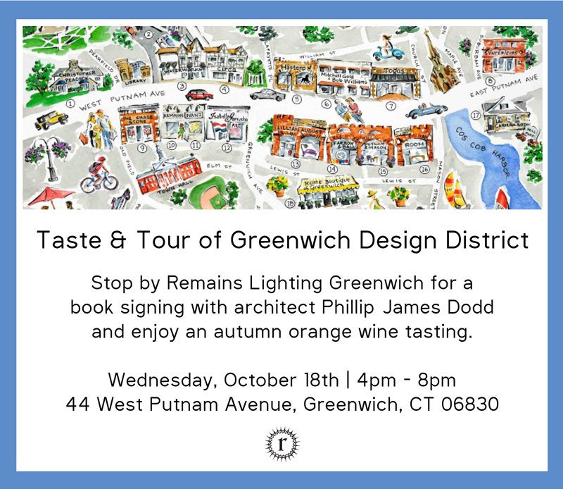 Stop by #RemainsLighting Greenwich on Wednesday for Taste &amp; Tour of #GreenwichDesignDistrict  eventbrite.com/e/taste-tour-o…