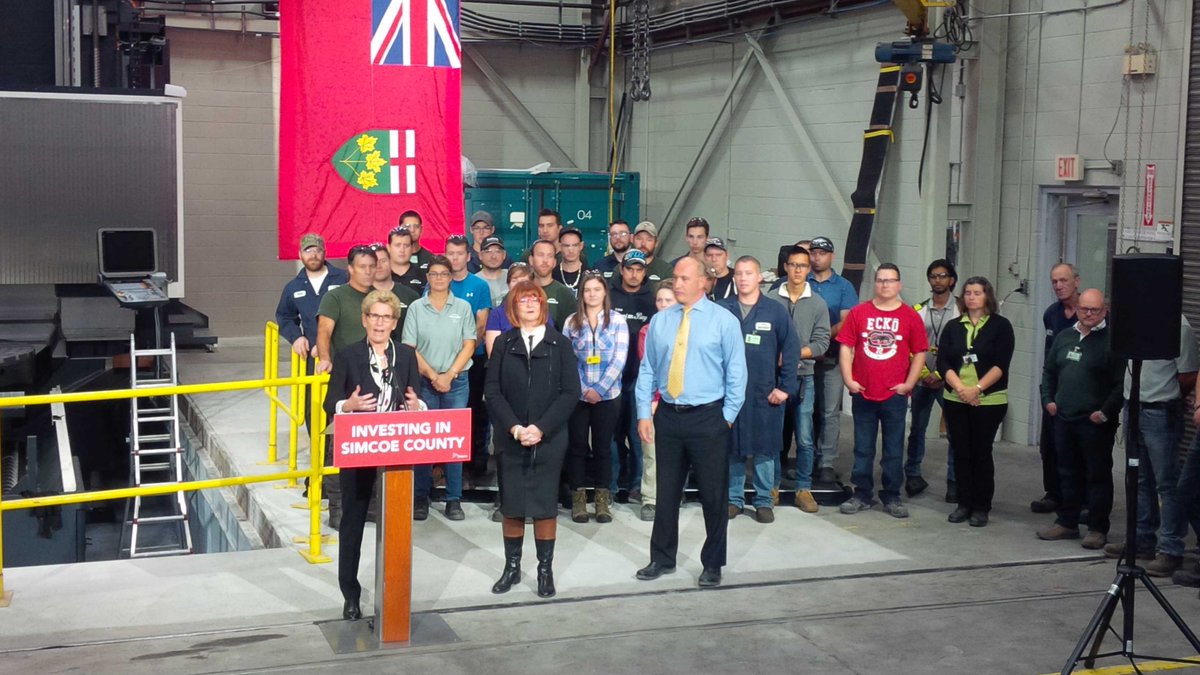Gord_McKay's tweet photo. Kathleen Wynne confirms $800K investment at Weber Manufacturing in Midland https://t.co/8zsSdqsrml