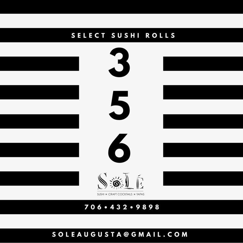 Tonight is $3.56 sushi night! Select sushi rolls are only $3.56 per roll! Join us for dinner from 4:00pm-10:00pm.