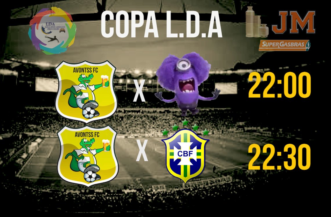 avtSSfc's tweet photo. HOJE É DIA DE AVONTSS! 
Jogos  pelo grupo H da Copa L.D.A!🐊⚽️🥇
Vs Minions Fc 
Vs FC Andradina 
#avtssgigante https://t.co/xmV3X0EBjY